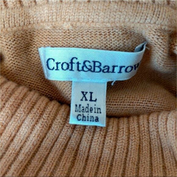 Croft & Barrow Cable Knit Turtleneck Sweater Sz XL | Tan Camel Beige Neutral - Picture 7 of 13